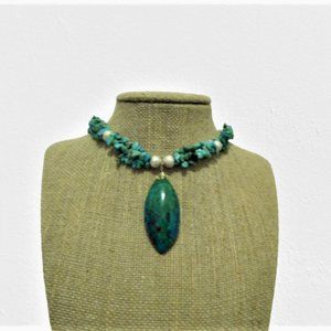 Chrysocolla Stone  Necklace